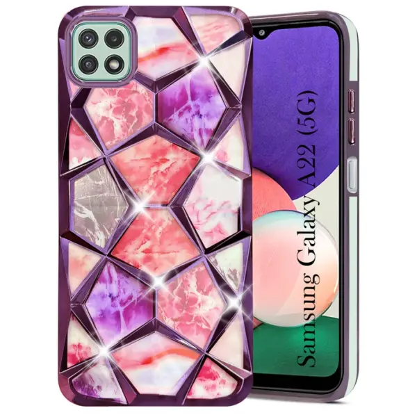 For Samsung Galaxy A22 5G Back Cover Diamond Cut Case New - Image 5