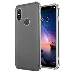 OO LALA JI Redmi 6 Pro Anti-Shock Bumper Corners Soft Back Case Full Protection 12D Transparent Cover (Corner Protection with Air Cushion Technology) – Transparent