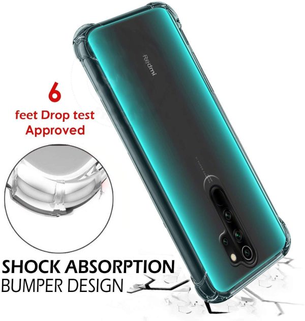 OO LALA JI Shockproof Flexible Protective Cushioned Edges Crystal Clear TPU Bumper Corners Back Case Cover for Redmi Xaomi Note 8 Pro – Transparent - Image 3