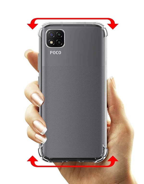 OO LALA JI Poco C3 - Soft Silicone Shockproof Bumper Case Back Cover in Transparent [Air Cushion Technology] - Transparent - Image 4