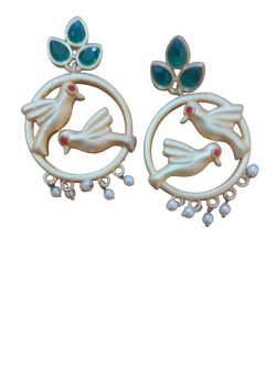 Aone silver oxidised fancy earrings code D19 New