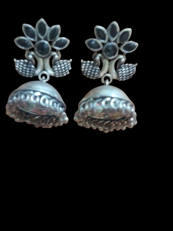Aone Silver Oxidised Fancy Earrings Code B18 New - Image 4