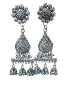 Aone Silver Oxidised Fancy Earrings Code C2 New
