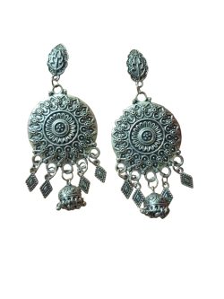 Aone Silver Oxidised Fancy Earrings Code A19 New