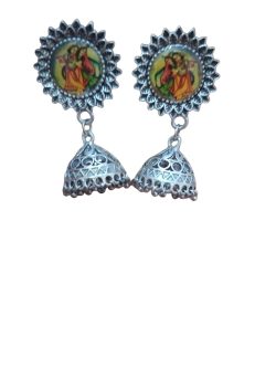 Aone silver oxidised fancy earrings code D7 New