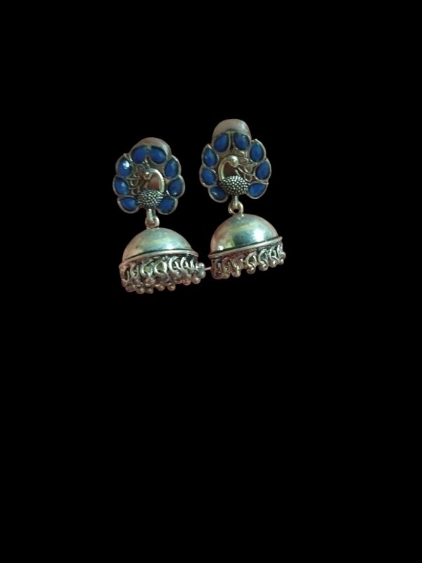 Aone Silver Oxidised Fancy Earrings Code A5 New - Image 3
